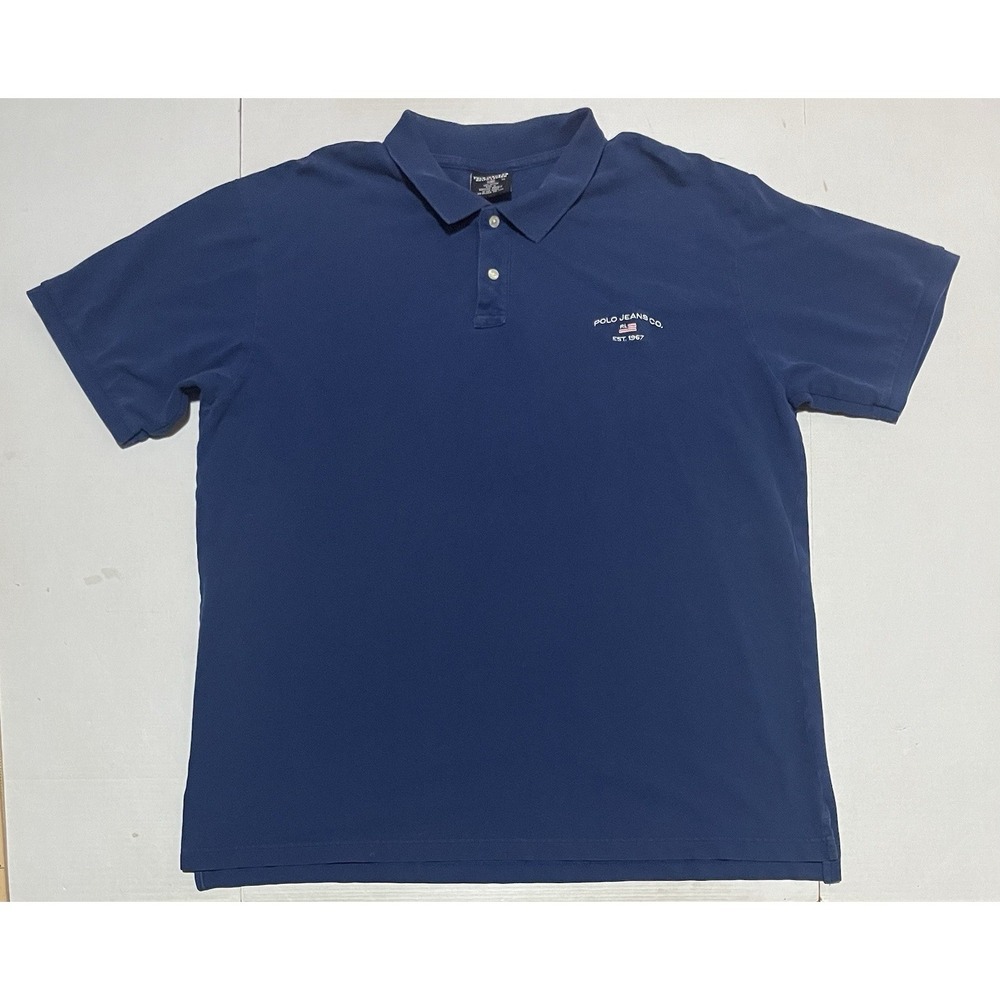 Vintage Polo Jeans Co Ralph Lauren Polo Shirt Mens Size XL Blue Embroidered Logo
